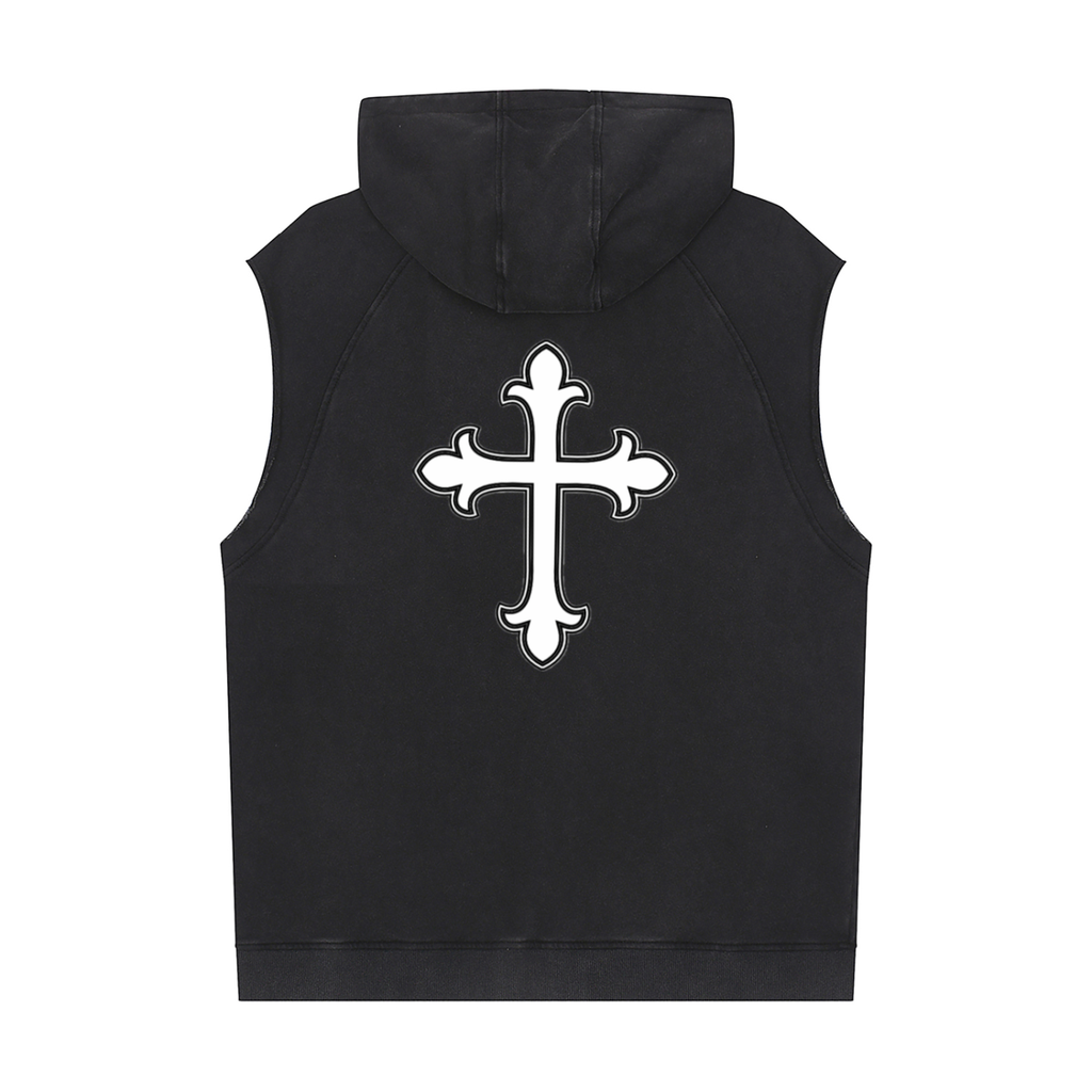Snow Washed Sleeveless Hoodie