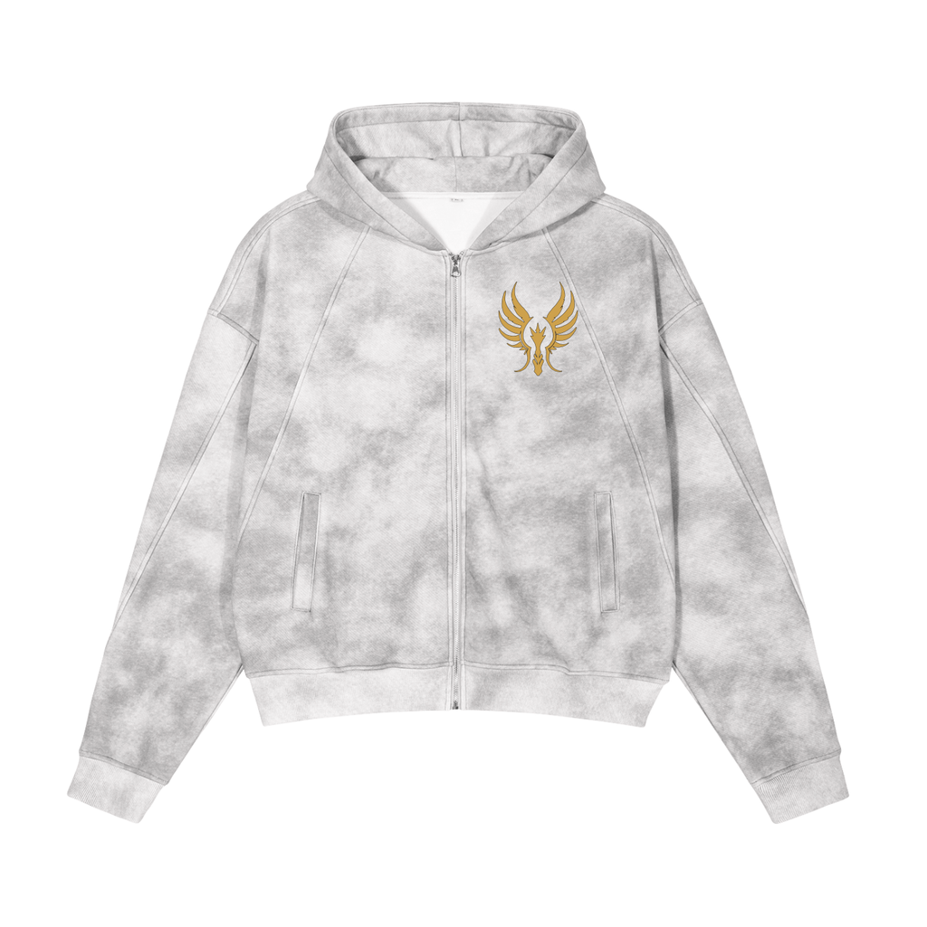 Pegasus(Dirty Washed Zip-Up Fleece Hoodie)